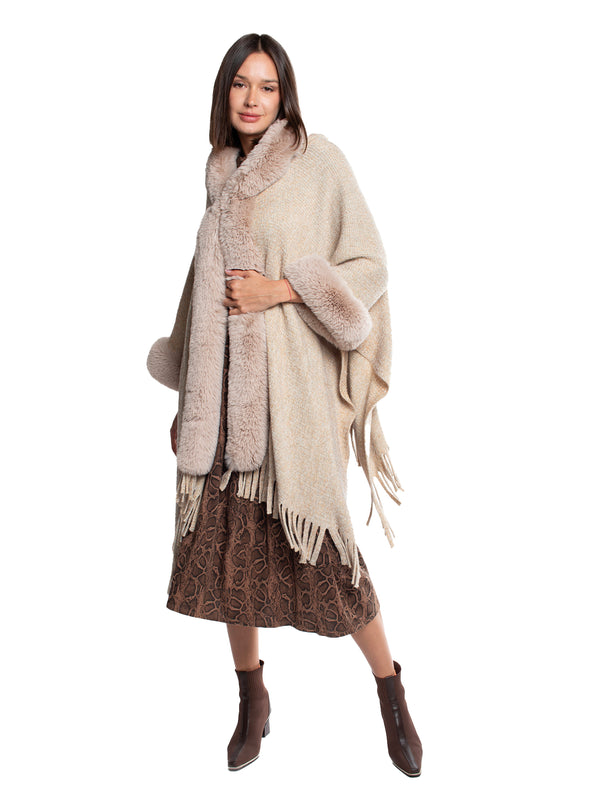 Poncho Beige Lineatre